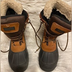 Totes Men's Snowbank Waterpoof Lace-up Shearling Winter Boots Color Brown Size 8